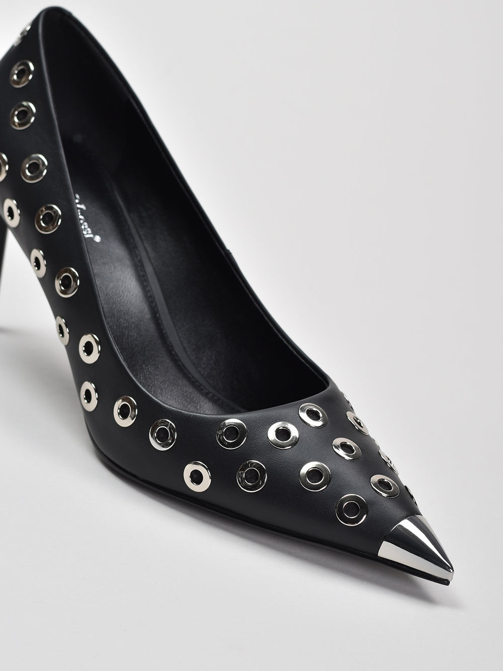 Midnight Eyelet Leather Pump, Black
