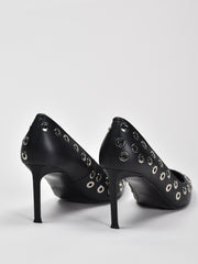 Midnight Eyelet Leather Pump, Black