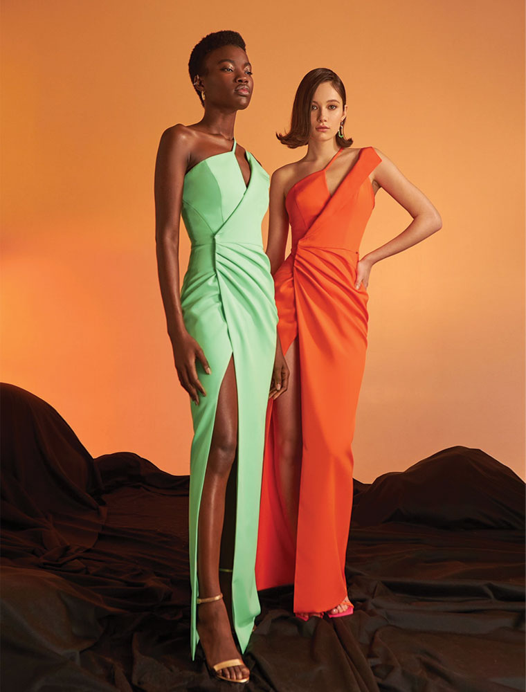 "Milena" Collar Strap Wrap-Up Dress, Mint