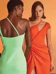 "Milena" Collar Strap Wrap-Up Dress, Mint