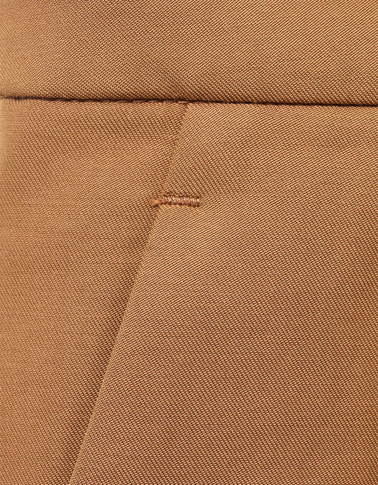 Mini Skort with Front Pleats, Camel