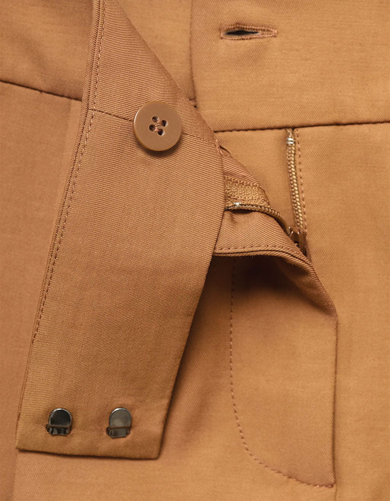 Mini Skort with Front Pleats, Camel