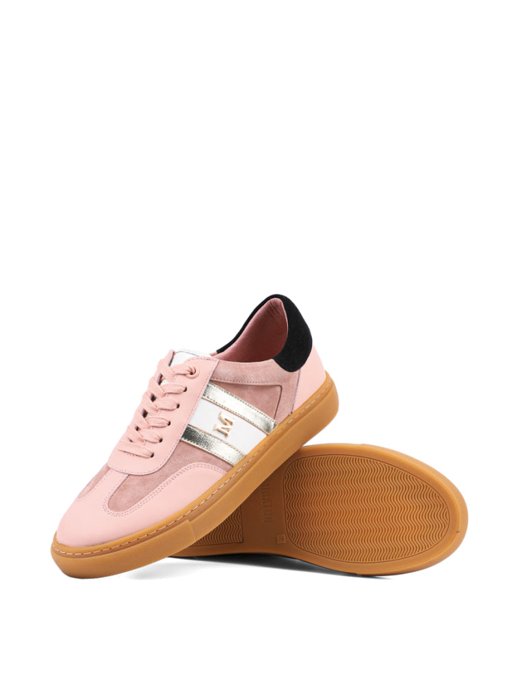 Classic Sneakers with Gold Accent, Blush Pink
