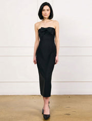 Front Bow Strapless Dress, Black