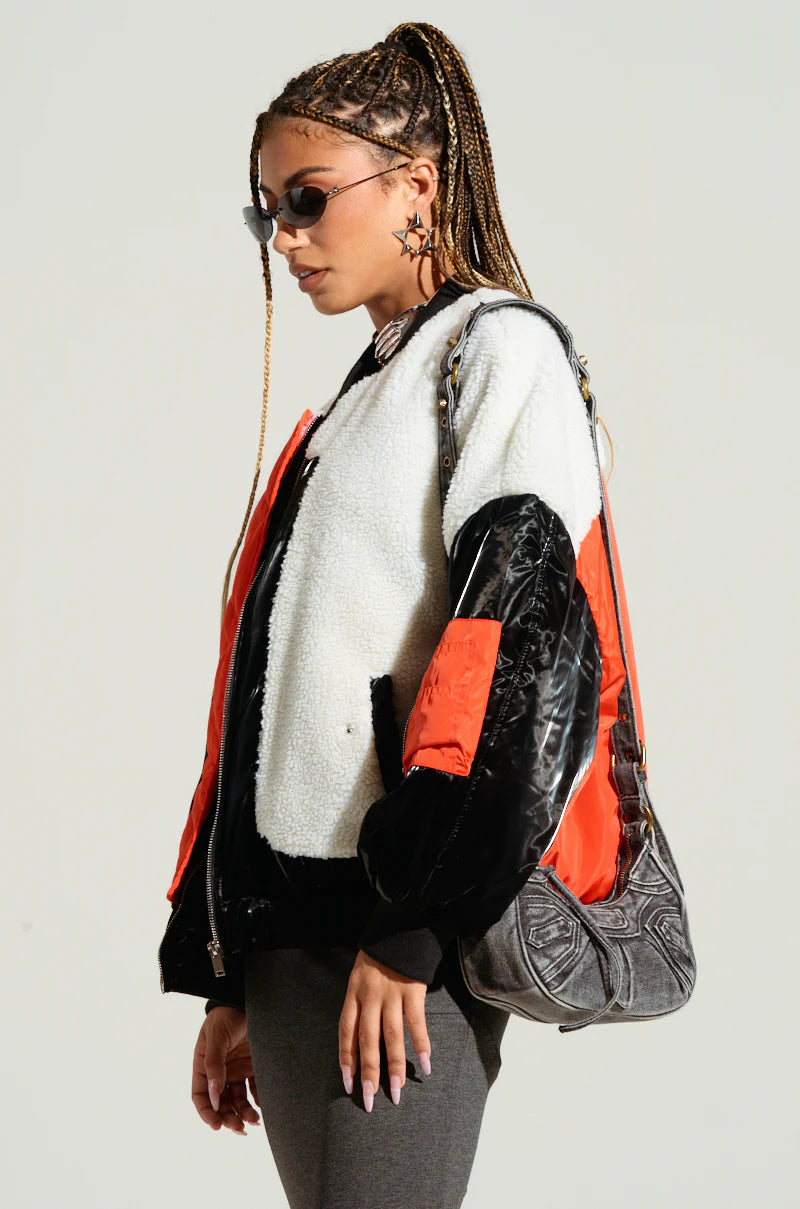 Mixed Media Bomber, Multicolor