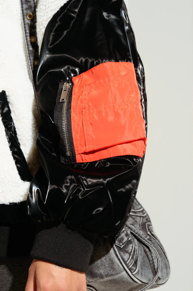 Mixed Media Bomber, Multicolor