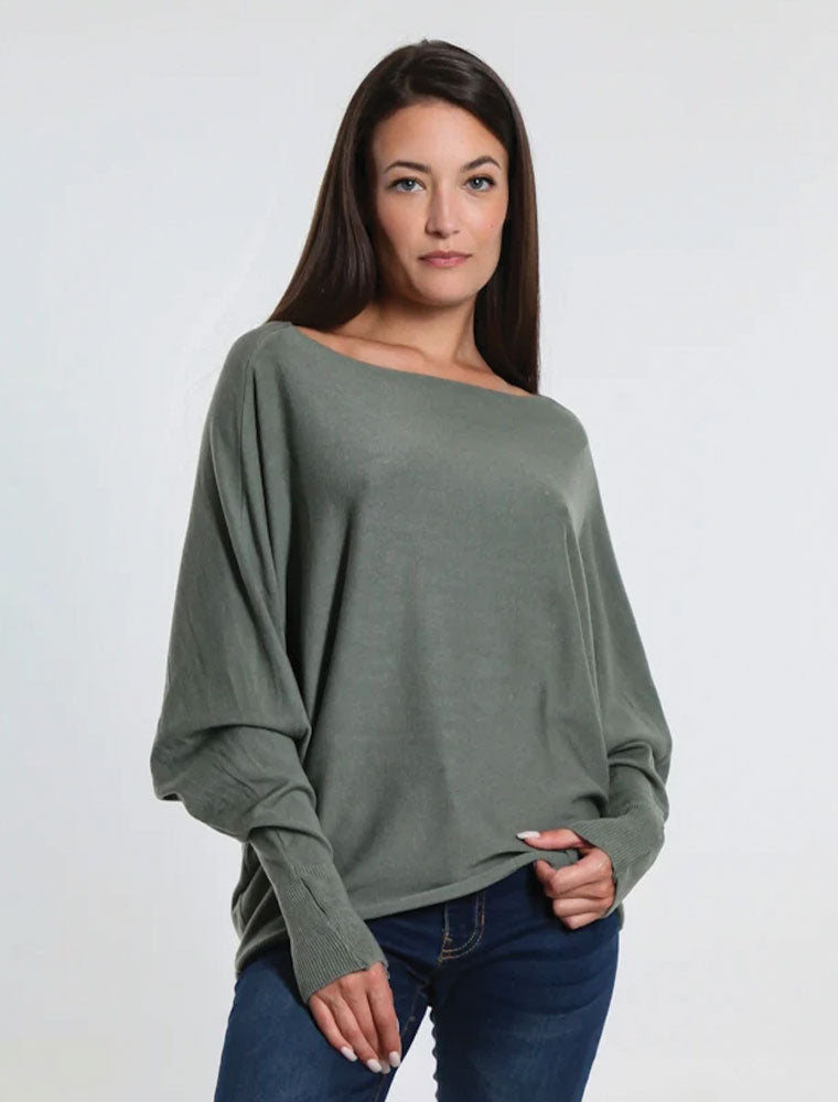 Mylah Batwing Sweater, Army Green
