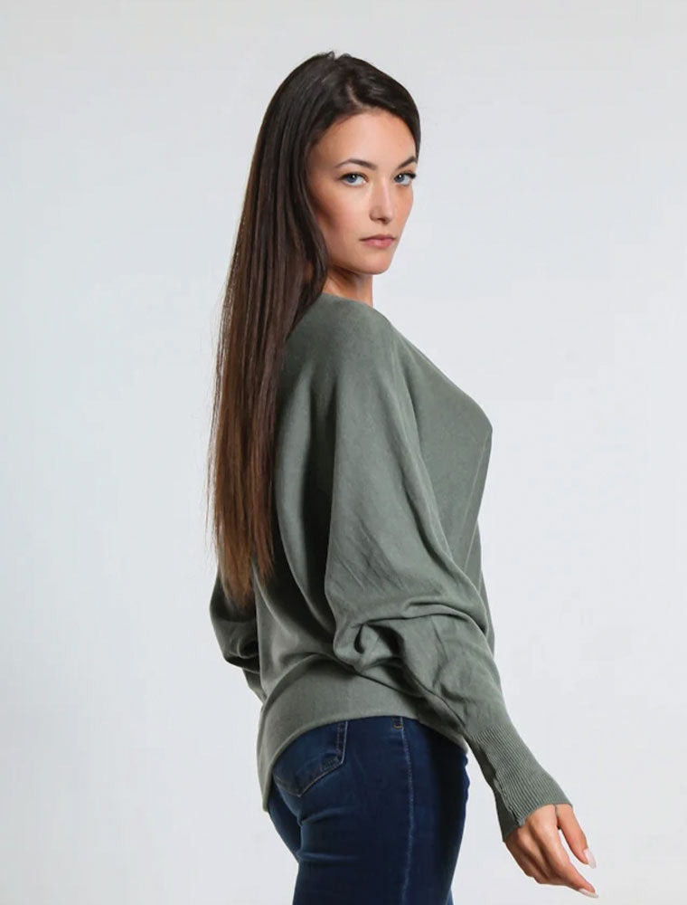 Mylah Batwing Sweater, Army Green
