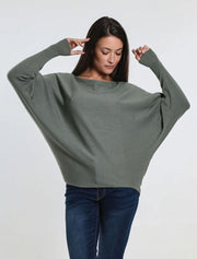 Mylah Batwing Sweater, Army Green