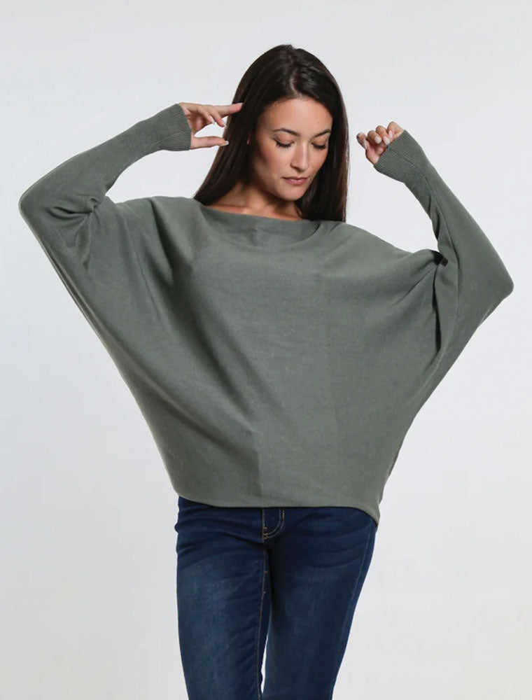 Mylah Batwing Sweater, Army Green