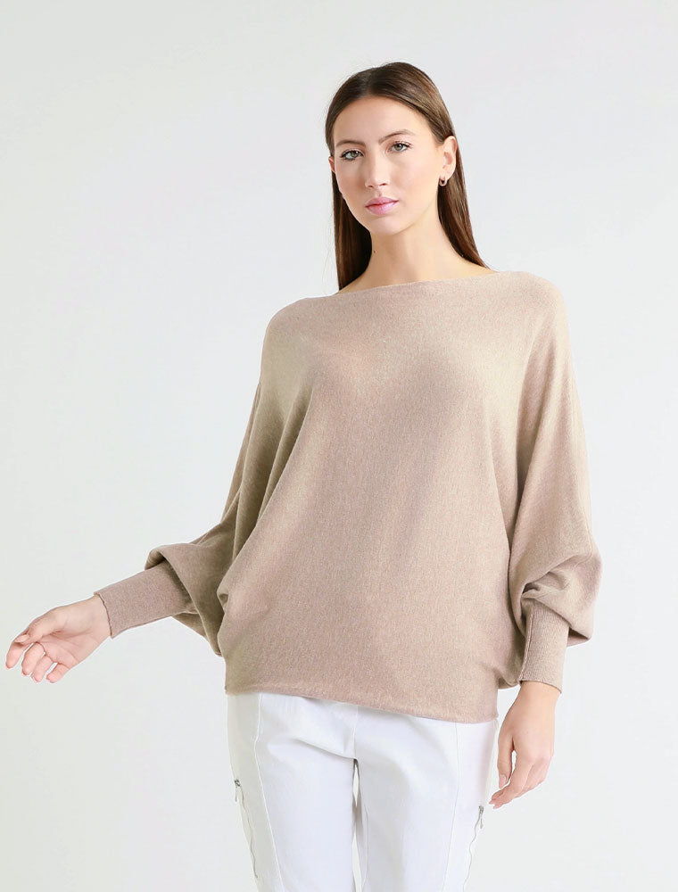Mylah Batwing Sweater, Champagne Melange