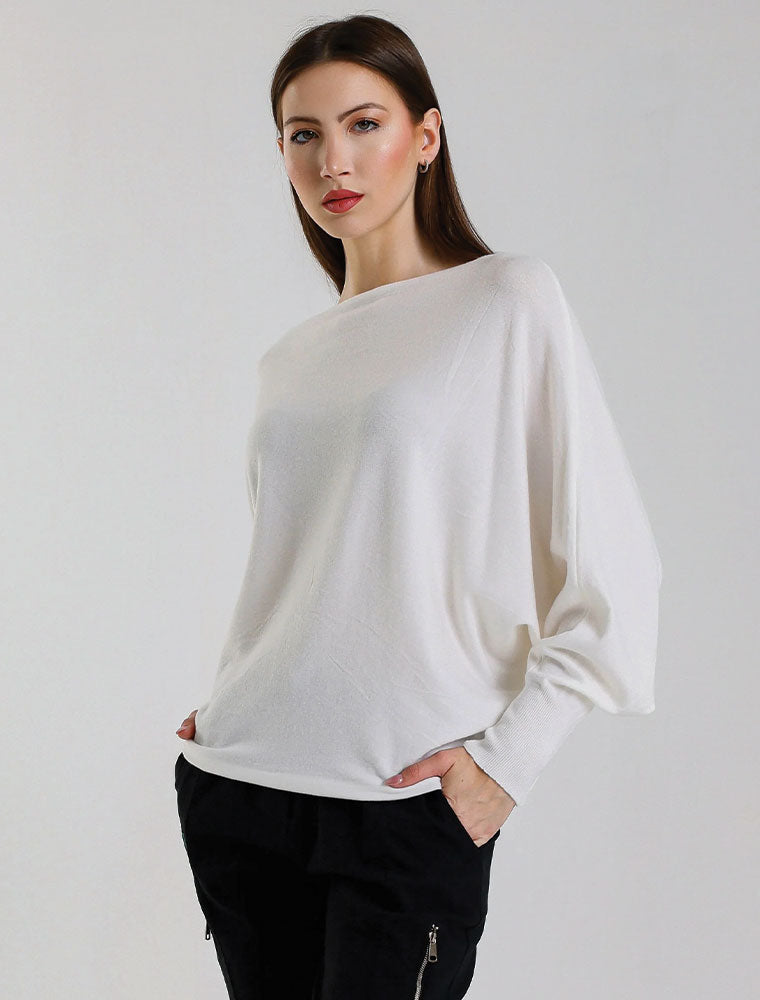 Mylah Batwing Sweater, Off-White