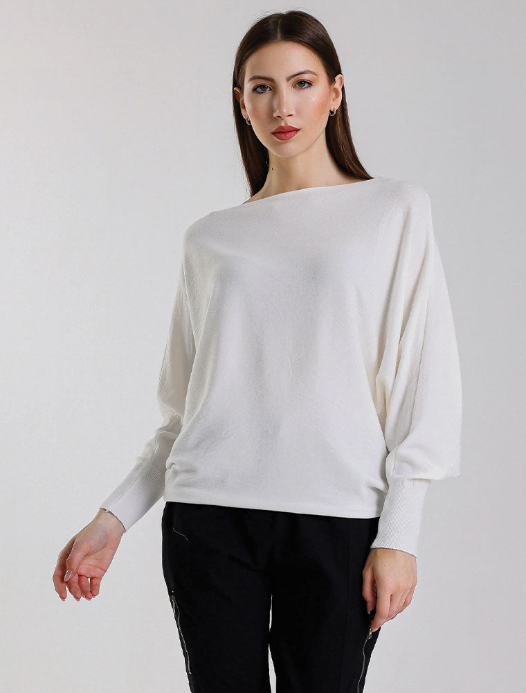 Mylah Batwing Sweater, Off-White