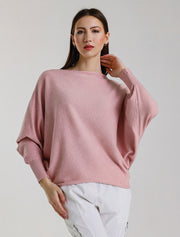 Mylah Batwing Sweater, Pink Melange