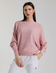 Mylah Batwing Sweater, Pink Melange