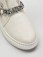 Leather Casual Boots with Chain Detail, Cream