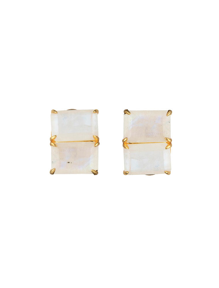 Olivia Stud Earrings with Tiered Dangles, 14K Gold Plated