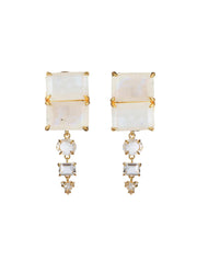 Olivia Stud Earrings with Tiered Dangles, 14K Gold Plated