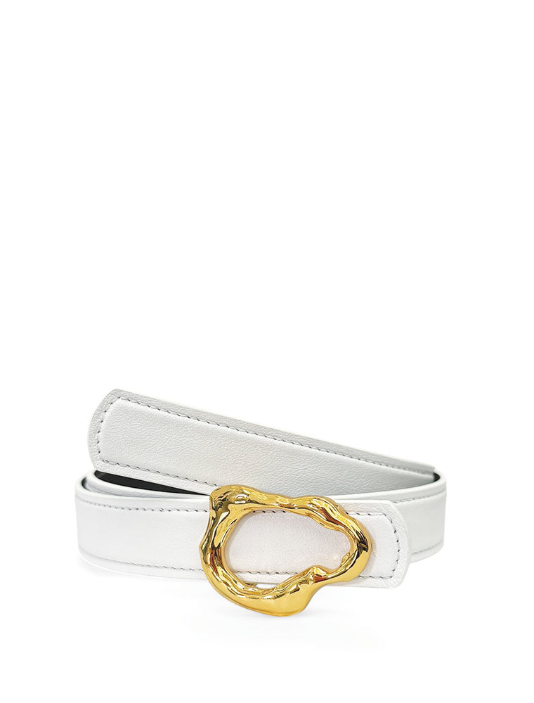 PEcado "Abstract" Belt, Divine Cowhide, White