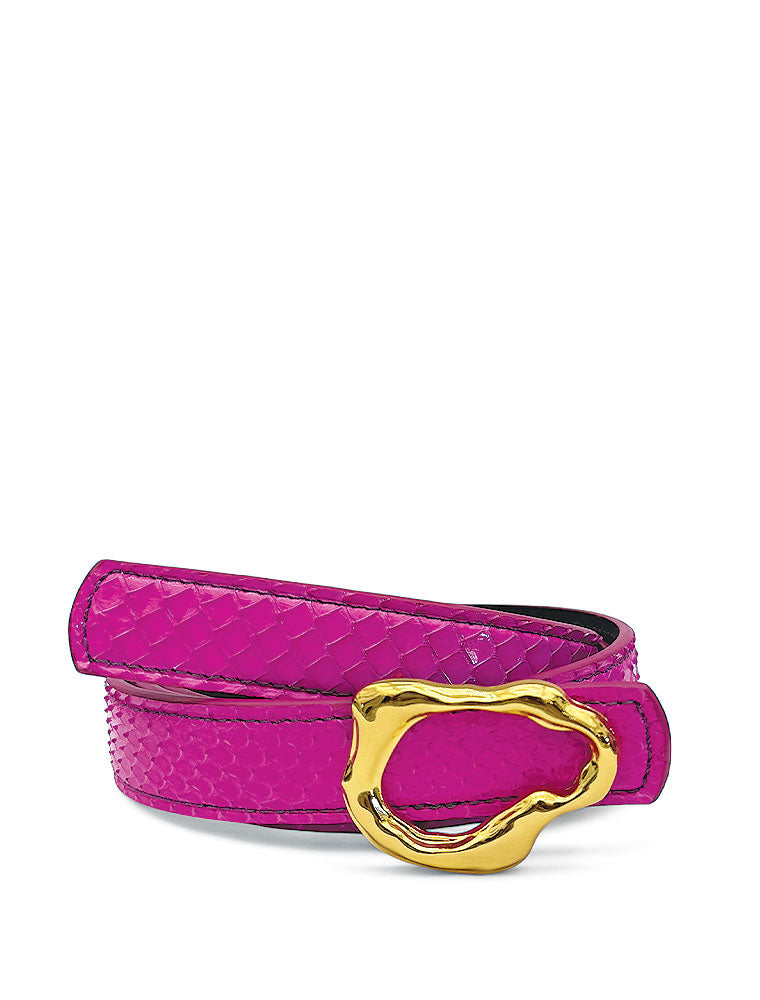 PEcado "Abstract" Belt, Water Snake Skin, Hot Pink