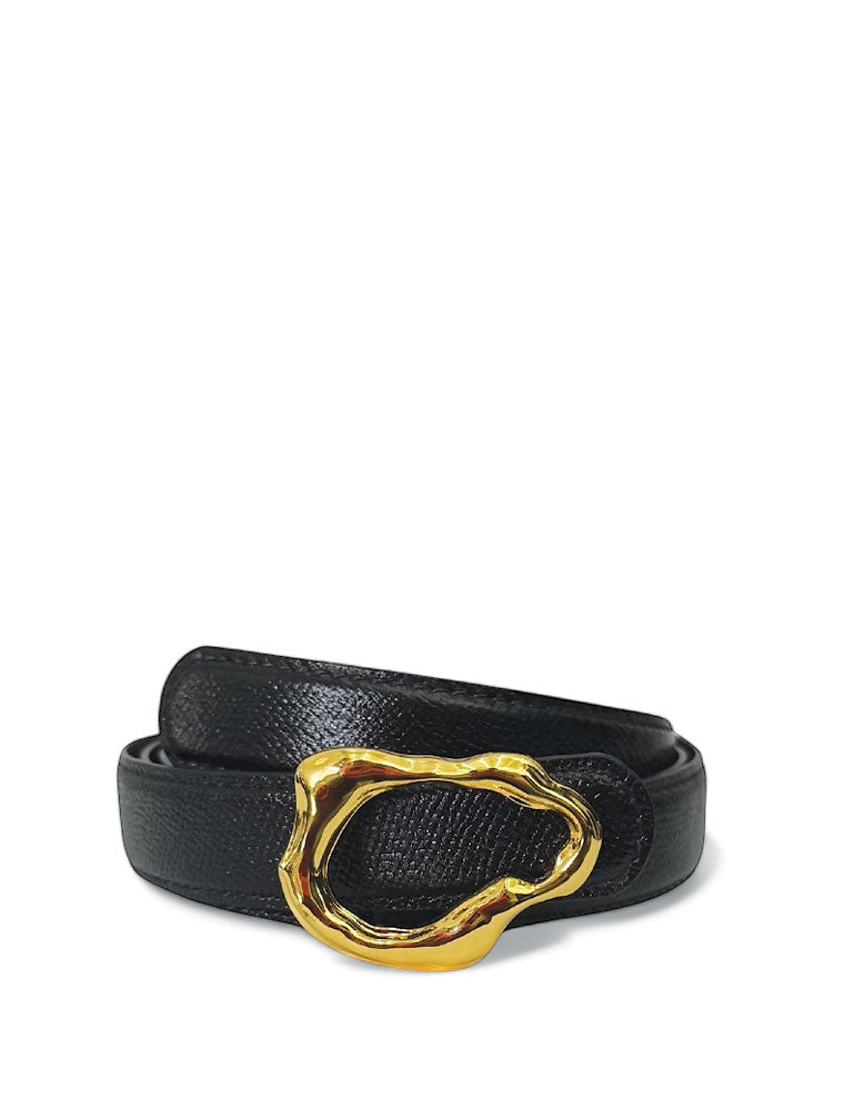 PEcado "Abstract" Belt, Tam Cowhide, Black