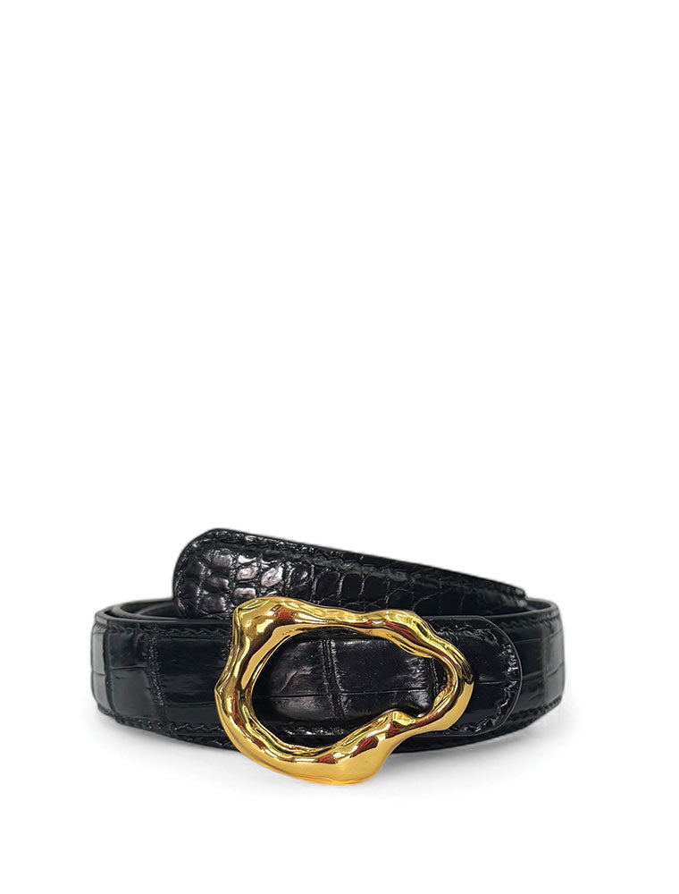 PEcado "Abstract" Belt, Genuine Alligator, Black
