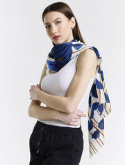 Painted Cashmere Wrap, Blue Poppies