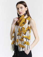 Painted Cashmere Wrap, Yellow Poppies