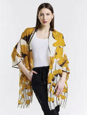 Painted Cashmere Wrap, Yellow Poppies