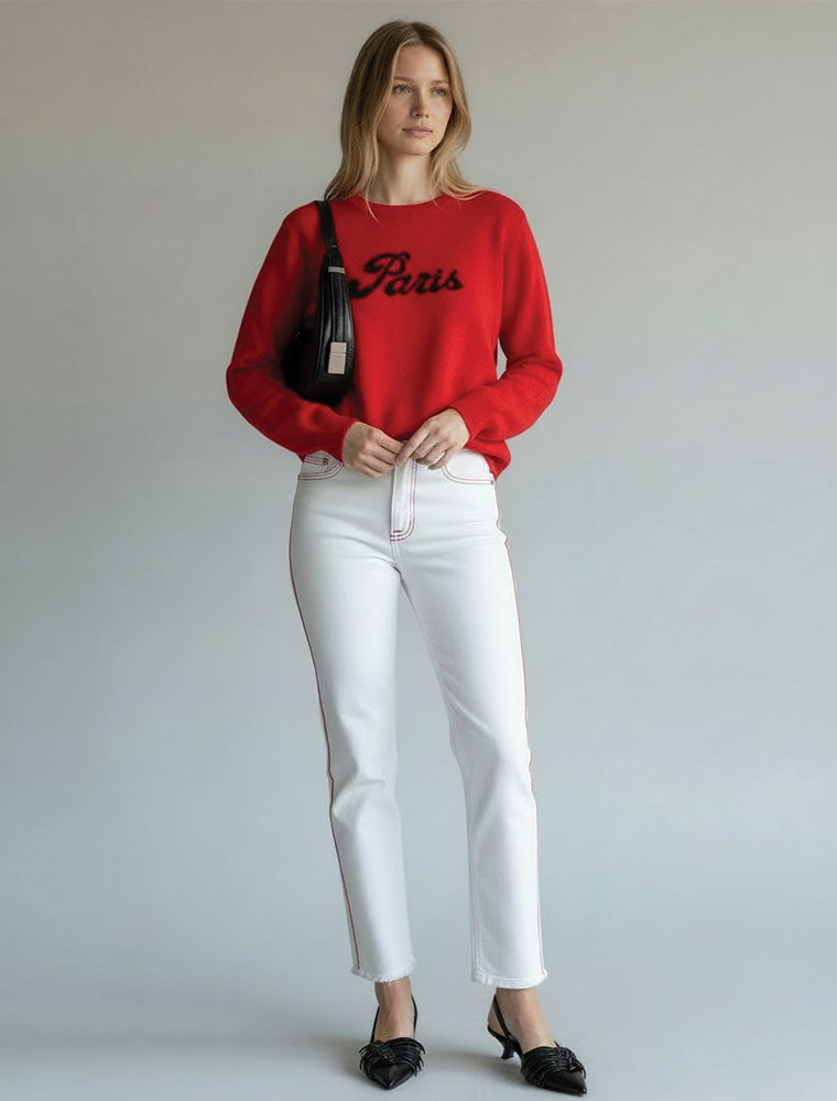 "Paris" Cashmere Jumper, Red