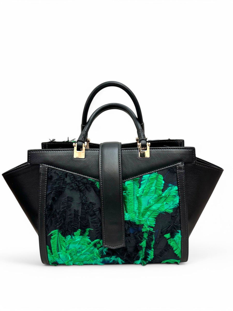 Divine Jacquard Tote, Black / Green