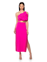 Side Embellished Maxi Skirt, Hot Pink