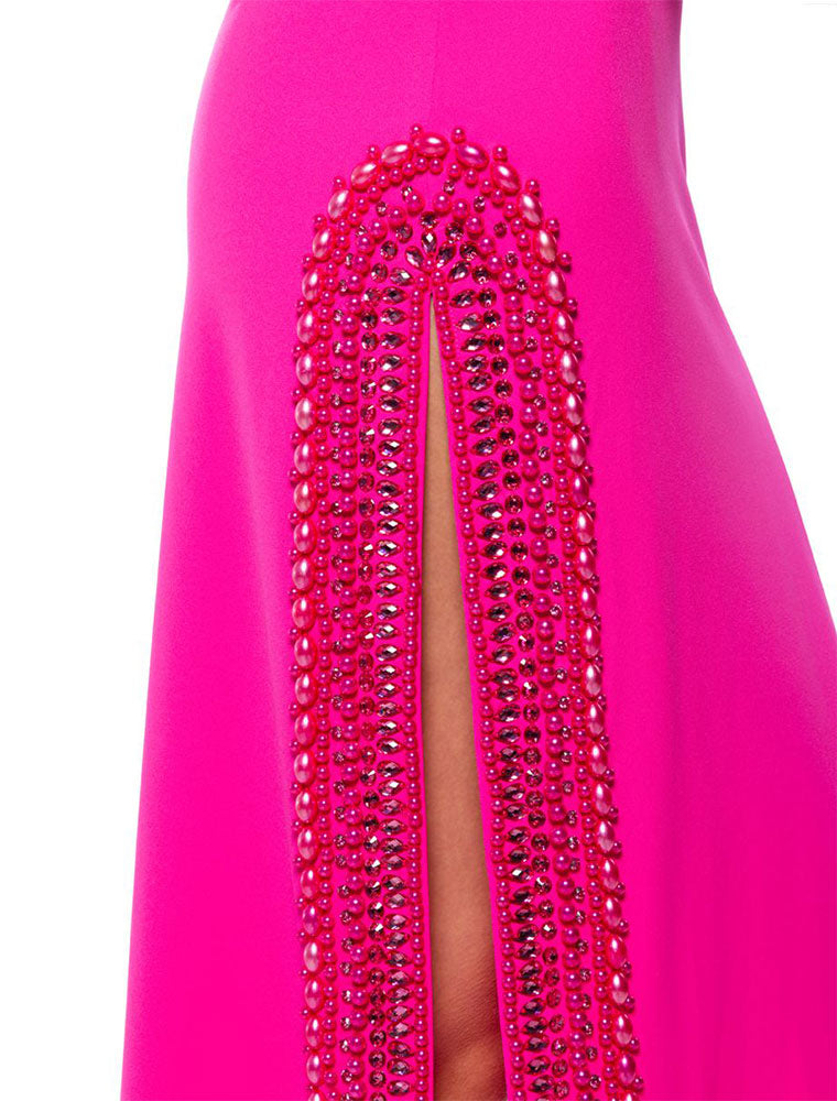 Side Embellished Maxi Skirt, Hot Pink