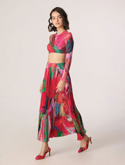Pink Tropical Rebekkah Maxi Skirt, Hot Pink