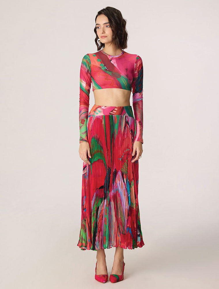 Pink Tropical Rebekkah Maxi Skirt, Hot Pink