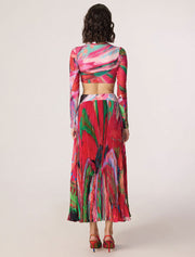 Pink Tropical Rebekkah Maxi Skirt, Hot Pink