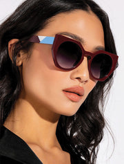 Plastic Frame Sunglasses, Wine Red