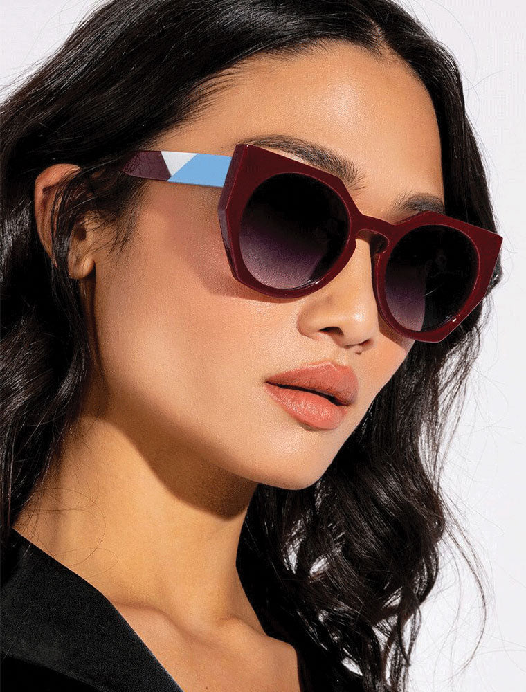 Plastic Frame Sunglasses, Wine Red