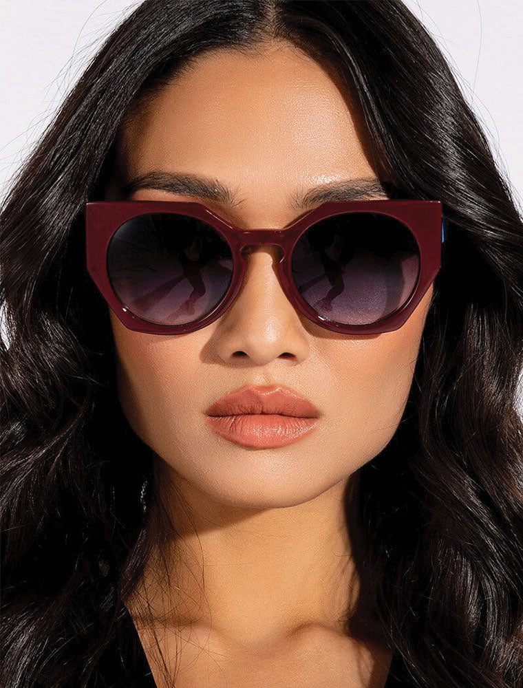 Plastic Frame Sunglasses, Wine Red