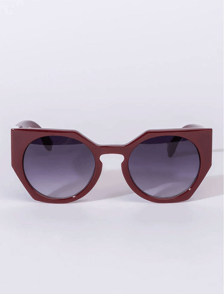 Plastic Frame Sunglasses, Wine Red