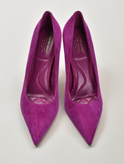 Pointed Suede Stiletto Heel Pumps, Fuchsia