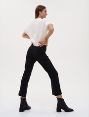 Pointy Toe Leather Booties, Black