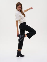 Pointy Toe Leather Booties, Black