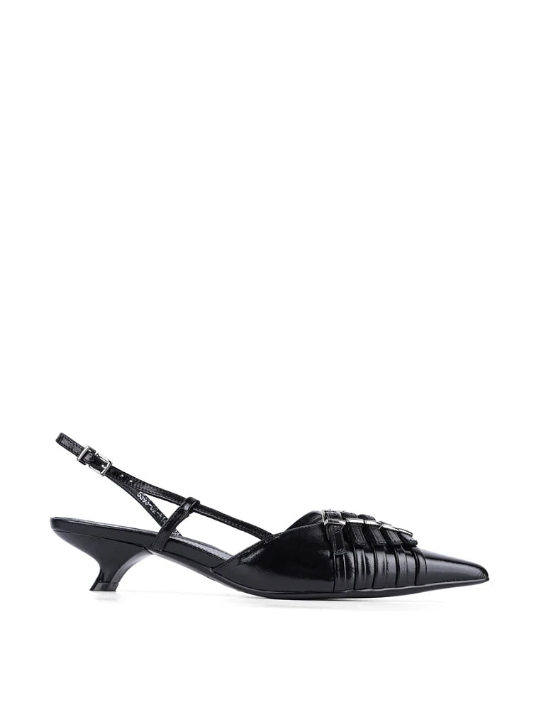 Pointy Toe Strappy Slingback Sandals, Black