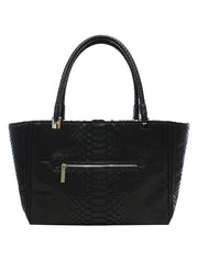 Python Baguette Shopper Tote, Black