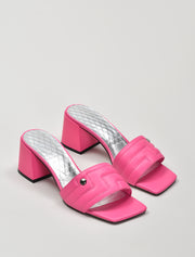 Quilted Wide Strap Sandals, Hot Pink