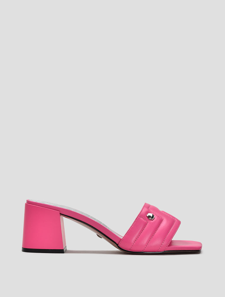 Quilted Wide Strap Sandals, Hot Pink