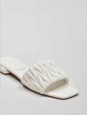 Quilted Wide Strap Slides, Off-White