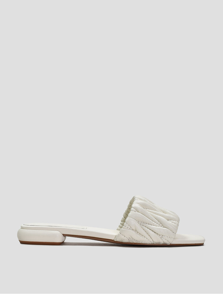 Quilted Wide Strap Slides, Off-White