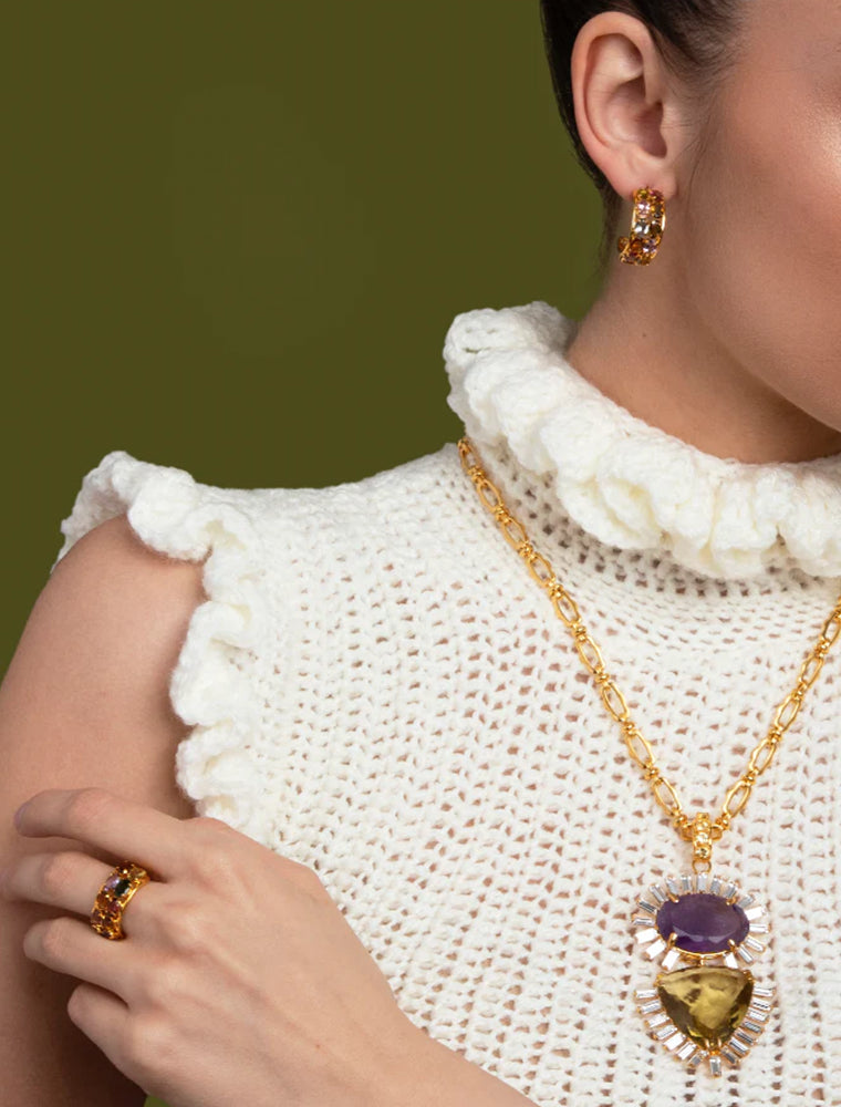 Rachel Ring, Tourmaline, 14K Gold Plated